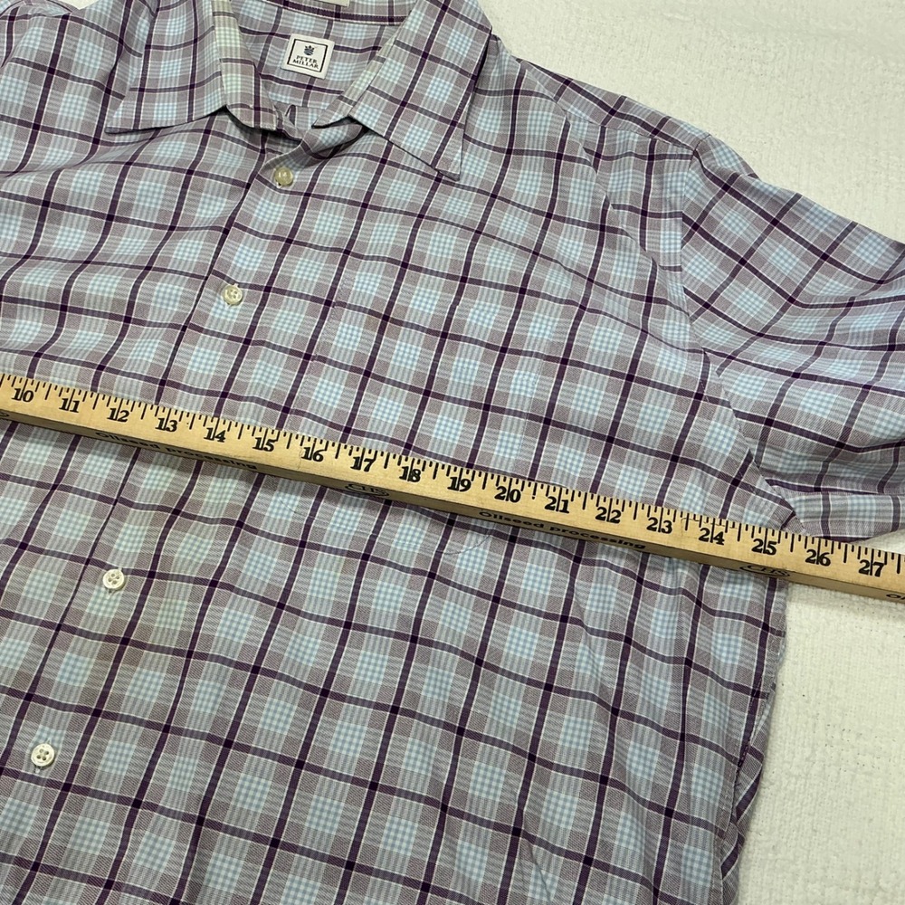Peter Millar Mens XL Plaid Button Down Long Sleeve Shirt Blue Purple Casual - Picture 7 of 8